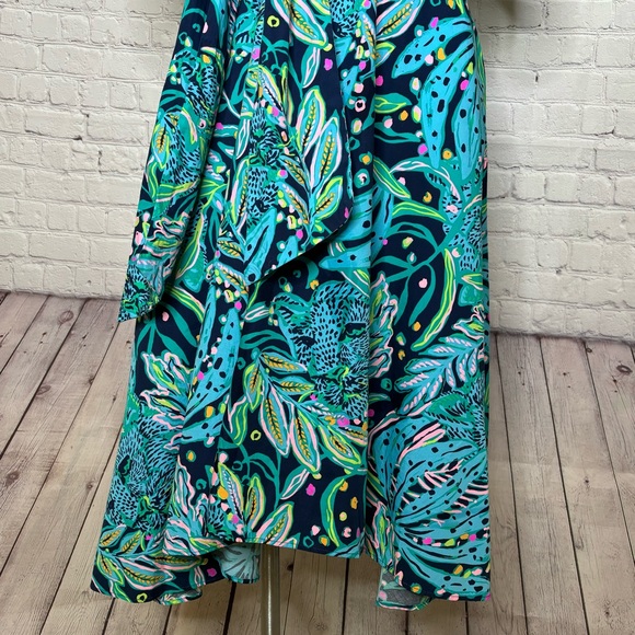 Lilly Pulitzer Juney Midi Dress in Low Tide Navy and Turquoise Size 6 - Picture 5 of 12